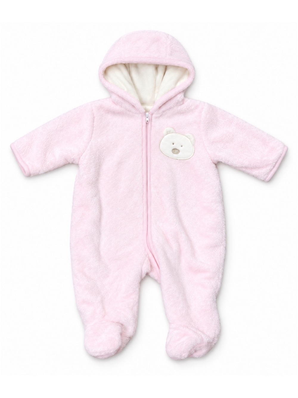 Absorba Light Pink Fleece Zip Up Hooded Snowsuit Baby Coat Baby Girls Size 3M